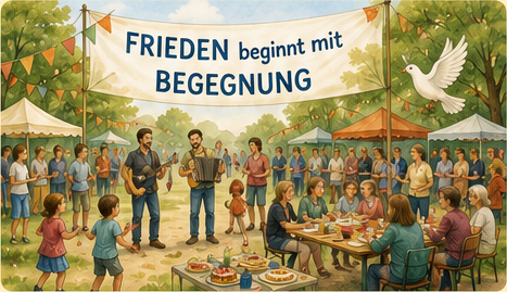 Illustration zum Friedensfest 2026 mit Musik und Begegnung